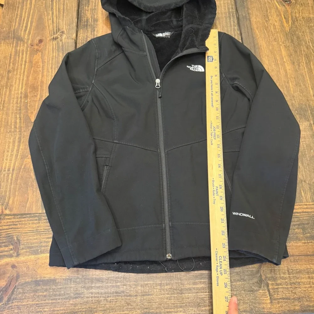 The North Face WindWall Softshell Jacket Mens Medium Black Fleece Lined Hooded